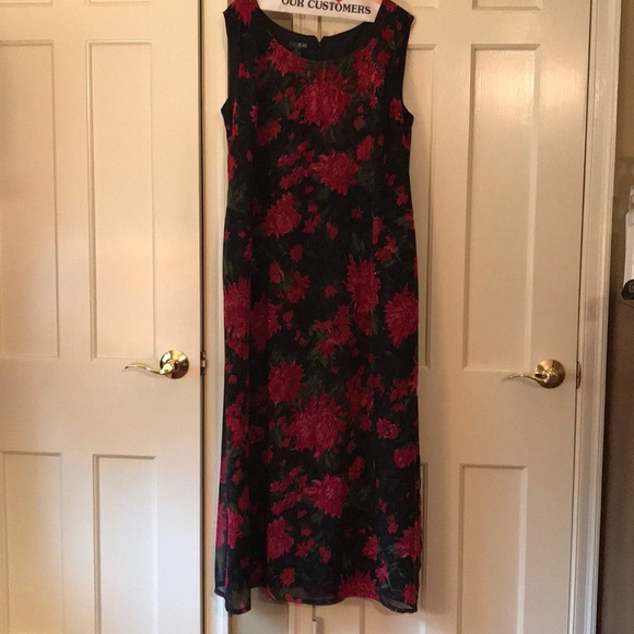 macy's black and red floral dress